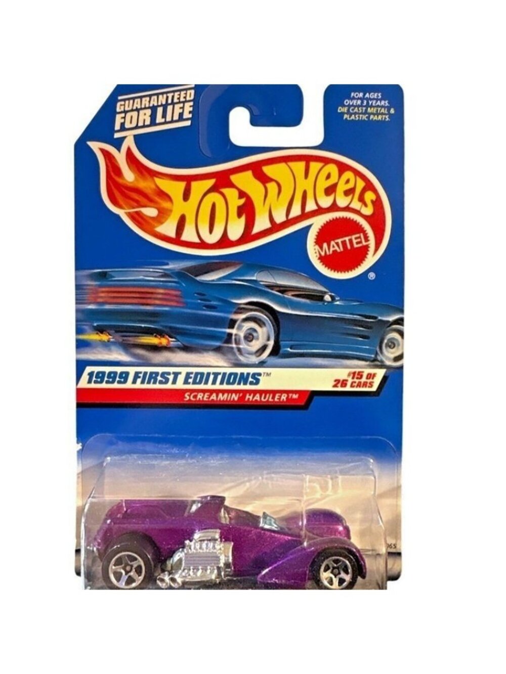 Vintage Die Cast Hot Wheels 1999 First Editions Screamin Hauler Car 15/26 Purple
